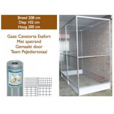 Geannodiseerde Voliere 208 x 102 cm. +  achterwand + spat