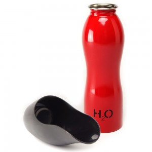 H2O4K9 waterfles met drinkbak 0,75 lt Rood